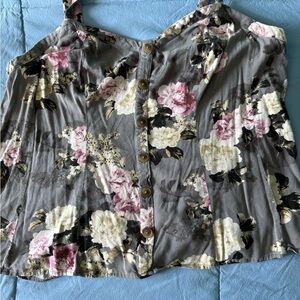 Torrid Gray Floral Button-Down Camisole